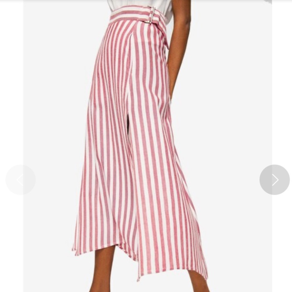 MANGO Striped Linen Blend Skirt